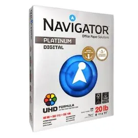 Pack of 500 Navigator Letter-Size Sheets 75g 8.5" x 11", with satin texture, unique brightness, and optimized porosity. islagrande.com