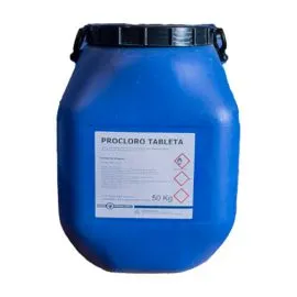Blue container of 50kg Prochlor in Tablets. islagrande.com