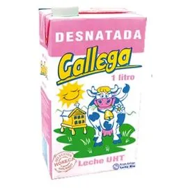 Leche UHT Desnatada GALLEGA Brick con tapón 1L.islagrande.com