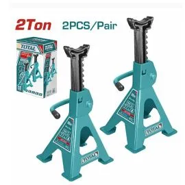 Set of 2 TOTAL industrial automotive jack stands, 2-ton capacity, with adjustable height and secure non-slip base. islagrande.com
