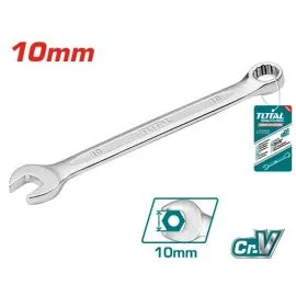 10mm combination wrench made of chrome-plated steel, with open and box ends, ideal for precision mechanical work. islagrande.com