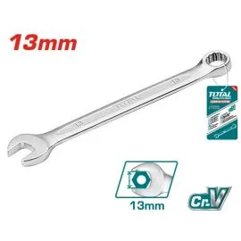 13mm combination wrench made of chrome-plated steel, with open and box ends, ideal for precision mechanical work. islagrande.com