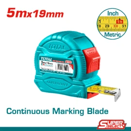 TOTAL 5-meter long and 19mm wide tape measures, precise and durable for all types of projects. islagrande.com