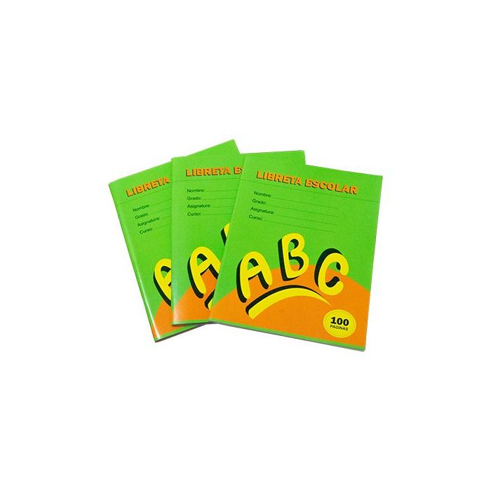 libreta ABC cuadriculada, de 100 páginas cada una, verde y anaranjada, para escolares. islagrande.com