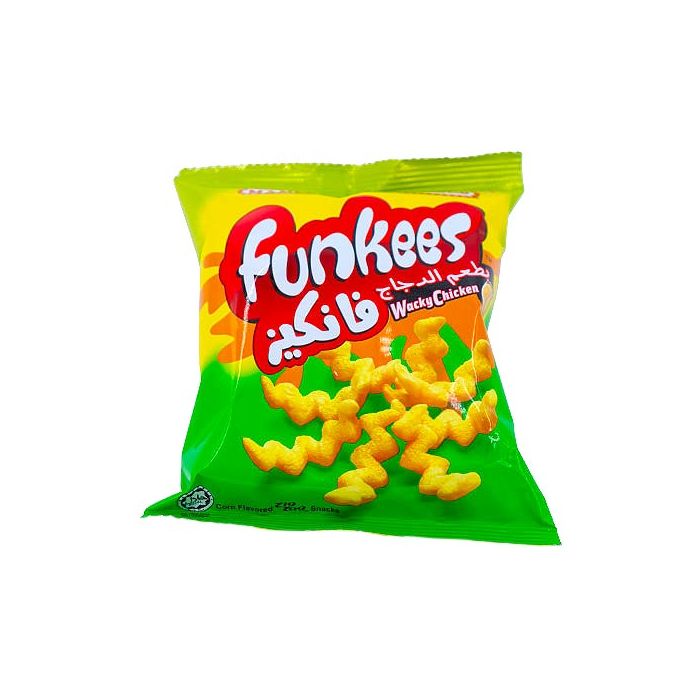 Estuche de snack Funkees, multicolor, de 60g, sabor a pollo chiflado. islagrande.com